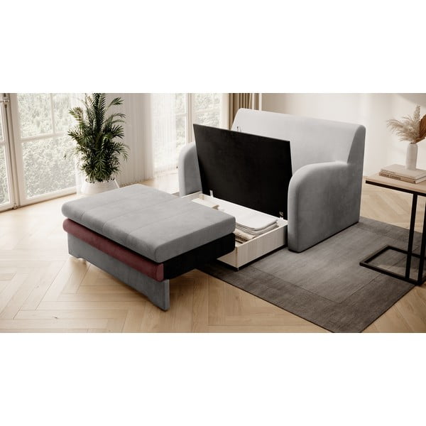 Rožinės spalvos/šviesiai pilkos spalvos iš velveto sulankstoma sofa 130 cm Ario – ELTAP-image-3