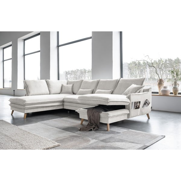 Sulankstoma kampinė sofa smėlio spalvos (su kairiuoju kampu/„U“ formos) Charming Charlie – Miuform-image-4
