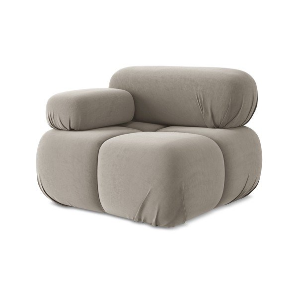 Smėlio spalvos iš velveto modulinė sofos dalis (su kairiuoju kampu) Lokua – Makamii-image-2