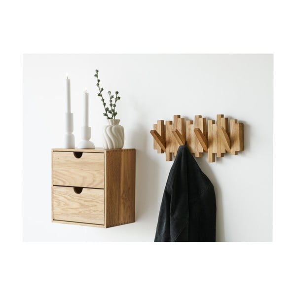 Natūralios spalvos iš ąžuolo masyvo sieninė lentyna 3 cm Caltra – House Nordic-image-1