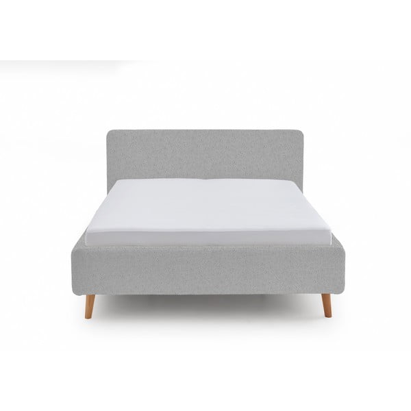 Šviesiai pilkos spalvos dvigulė lova audiniu dengta su sandėliavimo vieta su lovos grotelėmis 180x200 cm Mattis – Meise Möbel-image-2