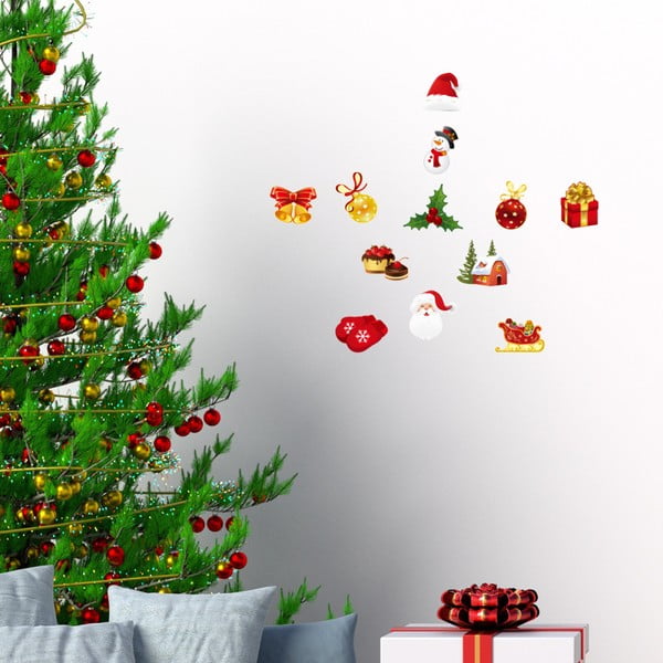 12 kalėdinių lipdukų rinkinys Ambiance Kalėdų dekoracijos