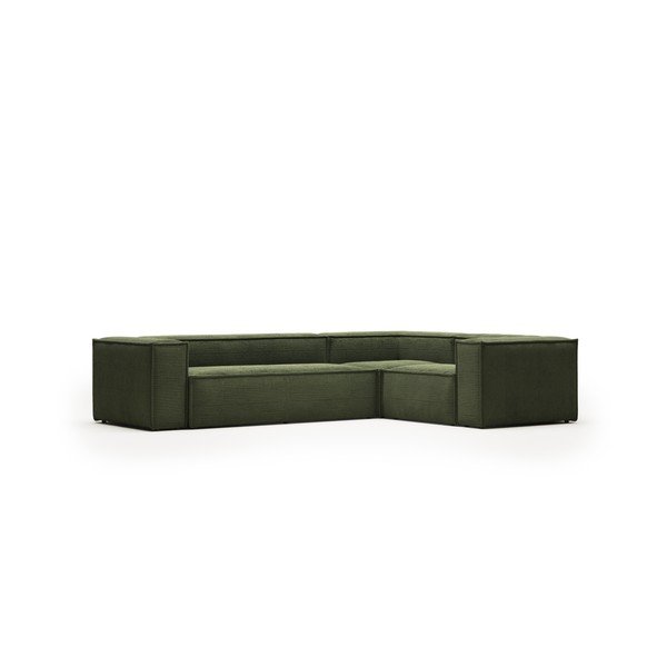 Žalios spalvos kampinė sofa iš kordinio velveto Blok – Kave Home