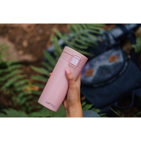 Rožinis kelioninis termo puodelis Vialli Design Fuori, 400 ml-image-2