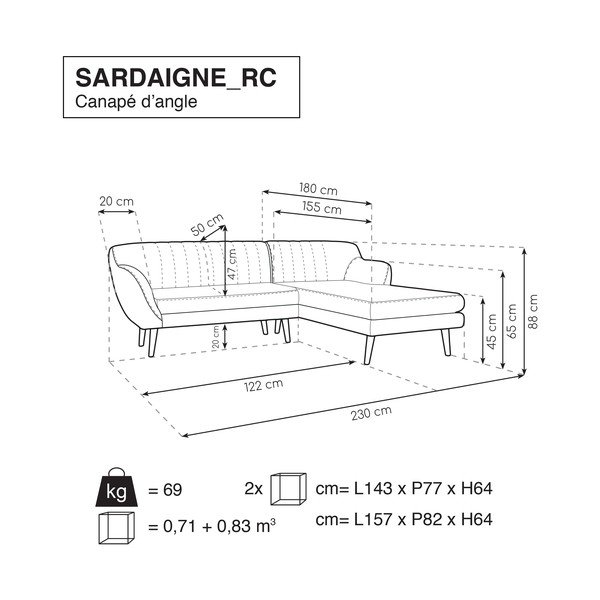 Geltonos spalvos sofa Mazzini Sofas Sardaigne, kampas dešinėje-image-4