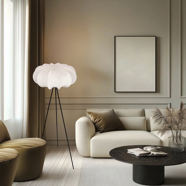 Baltos spalvos pastatomas šviestuvas (aukštis 147 cm) su tekstiliniu gaubtu Cafee – Candellux Lighting-image-1