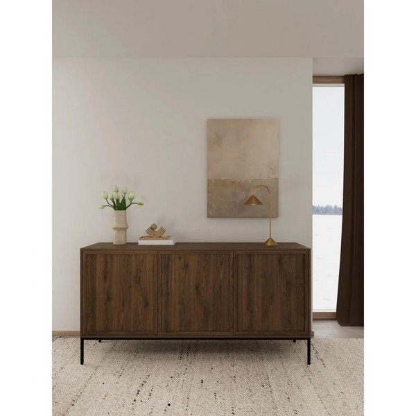Tamsios natūralios spalvos šoninė spintelė iš ąžuolo 158x80x40 cm Palmdale – Actona-image-1