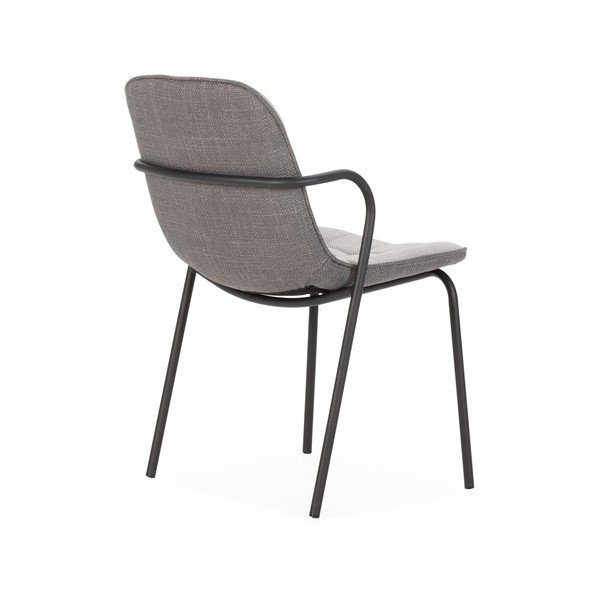 Šviesiai pilkos spalvos iš audinio valgomojo kėdė su porankiais Angie – Marckeric-image-4