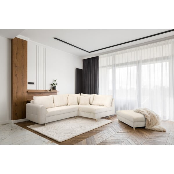 Pufas kreminės spalvos iš kordinio velveto Ariella – Ropez-image-1