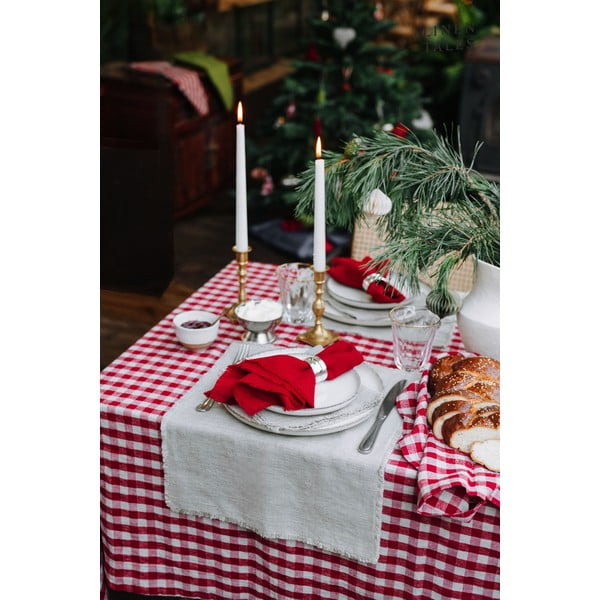 Iš lino virtuvės rankšluostis 45x65 cm Red Gingham – Linen Tales-image-4