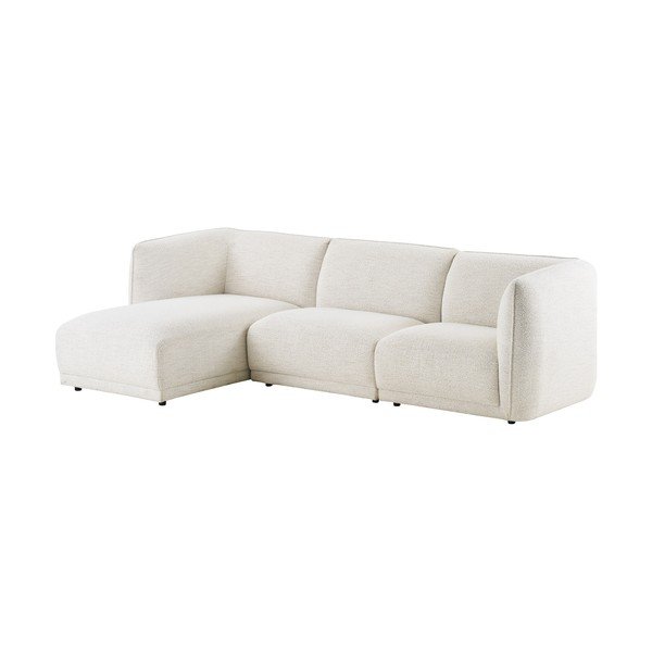 Kreminės spalvos kampinė sofa iš šenilinio audinio (su kairiuoju kampu/su gultu) Noor – House Nordic-image-3