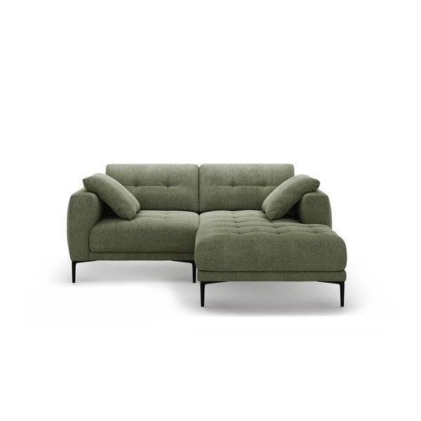 Žalios spalvos kampinė sofa (su dešiniuoju kampu/su gultu) Bemy – Micadoni 