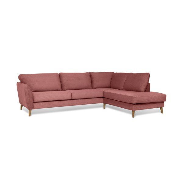 Iš kordinio velveto kampinė sofa rožinės spalvos (su dešiniuoju kampu) Paris – Scandic-image-2