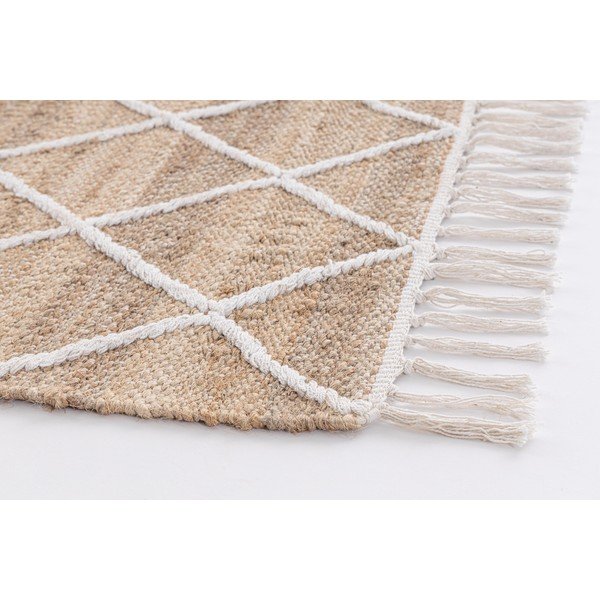 Rankų darbo baltos spalvos/natūralios spalvos iš džiuto kilimas 60x90 cm Shaila – Bizzotto-image-1
