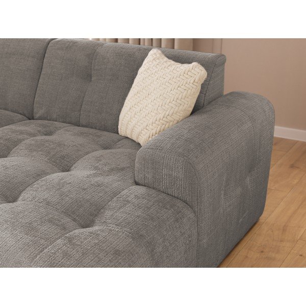 Pilkos spalvos kampinė sofa (su dešiniuoju kampu/su gultu) Melva – Ropez-image-2