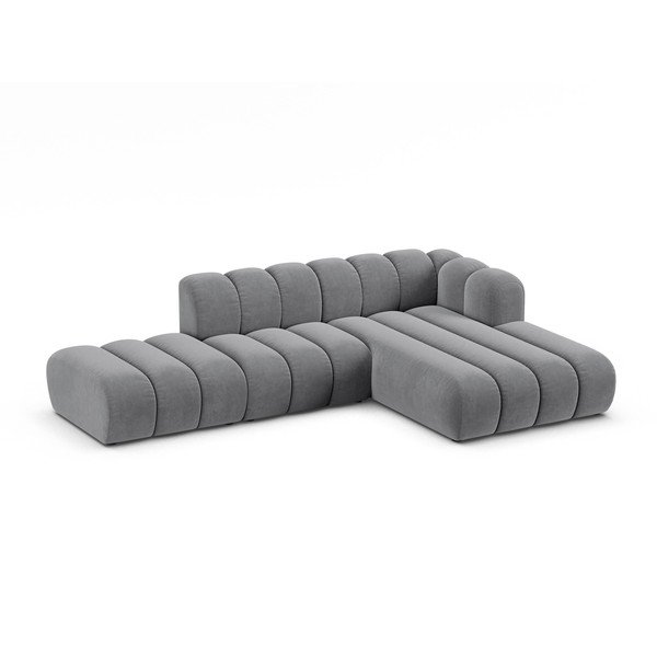 Kampinė sofa šviesiai pilkos spalvos (su dešiniuoju kampu) Lupine – Micadoni Home-image-1