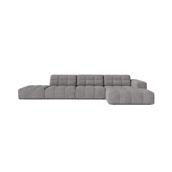 Pilkos spalvos kampinė sofa iš šenilinio audinio (su dešiniuoju kampu/su gultu) Chicago – Cosmopolitan Design