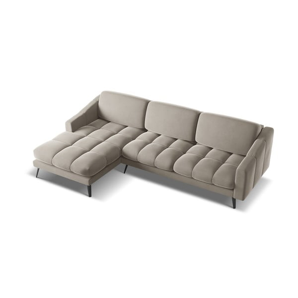 Smėlio spalvos iš velveto kampinė sofa (su kairiuoju kampu) Nalu – Makamii-image-4