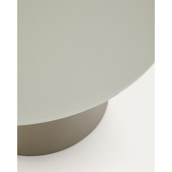 Šviesiai pilkos spalvos apvalios formos kavos staliukas su stikliniu stalviršiu ø 80 cm Wilshire – Kave Home-image-2