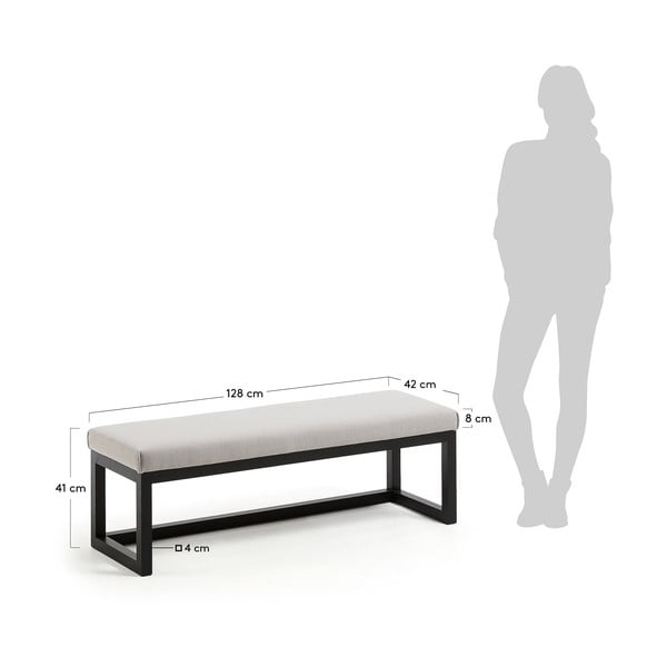 Juodos spalvos/pilkai smėlinės spalvos suolas Loya – Kave Home-image-4