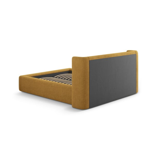 Garstyčių spalvos dvigulė lova audiniu dengta su sandėliavimo vieta su lovos grotelėmis 180x200 cm Jason – Windsor & Co Sofas-image-4
