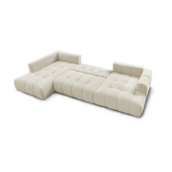 Smėlio spalvos sulankstoma/su sandėliavimo vieta kampinė sofa (su kairiuoju kampu/„U“ formos) Fuji – Bobochic Paris-image-4