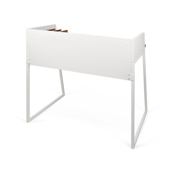 Baltas darbo stalas su riešutmedžio medienos detalėmis TemaHome Volga-image-2