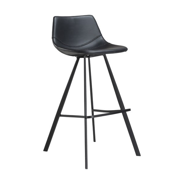 Juoda odinė baro kėdė su juodu metaliniu pagrindu DAN-FORM Denmark Pitch, aukštis 98 cm