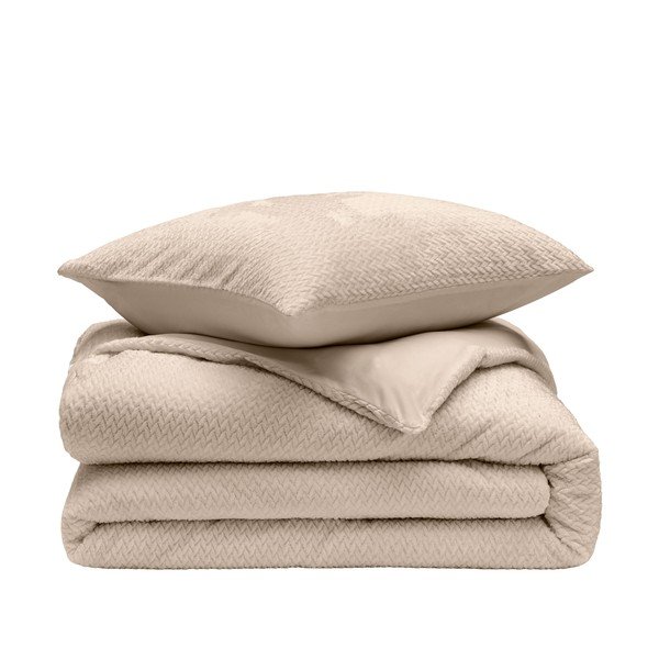 Smėlio spalvos iš flanelės dvigulė/itin ilga patalynė 3 dalių 240x220 cm Flanela – douceur d'intérieur