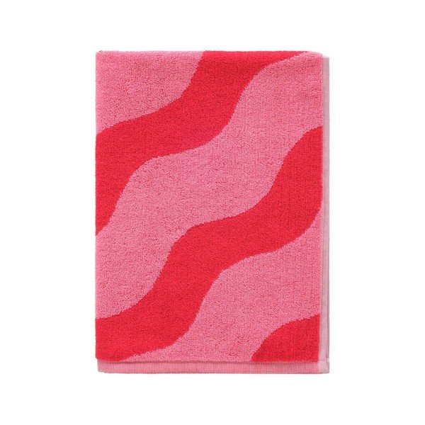 Raudonos spalvos/rožinės spalvos iš medvilnės rankšluostis 50x70 cm Waves – Jotex
