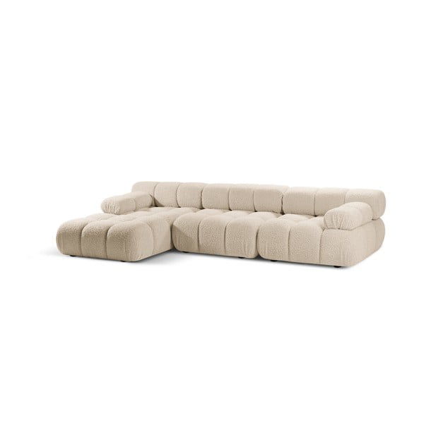 Iš boucle modulinė kampinė sofa smėlio spalvos (su kairiuoju kampu) Bellis – Micadoni Home-image-3
