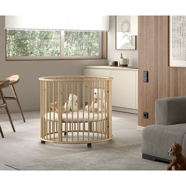 Natūralios spalvos iš buko masyvo maniežas vaikams 90x90 cm Dino – Vipack-image-1