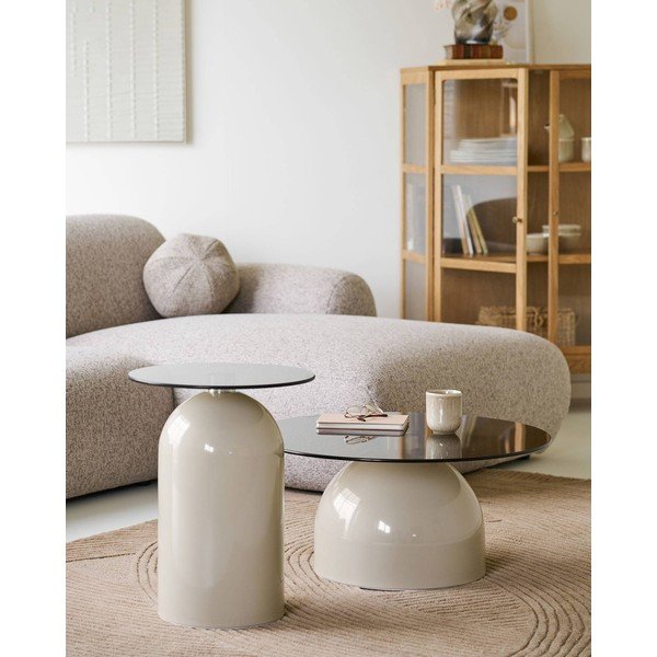 Apvalios formos šoninis stalas su stikliniu stalviršiu ø 40 cm Ravello – House Nordic-image-1
