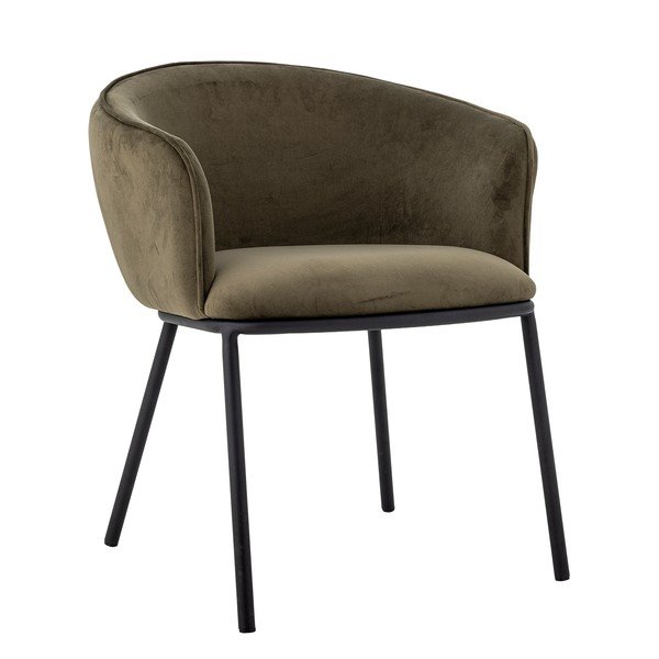 Khaki spalvos iš aksomo valgomojo kėdė su porankiais Cortone – Bloomingville-image-3