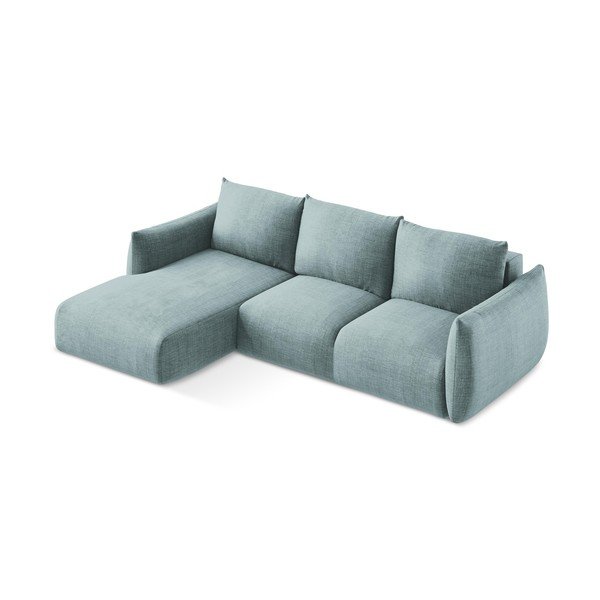 Mėlynos spalvos sulankstoma kampinė sofa (su kairiuoju kampu/su gultu) Leila – Makamii-image-4
