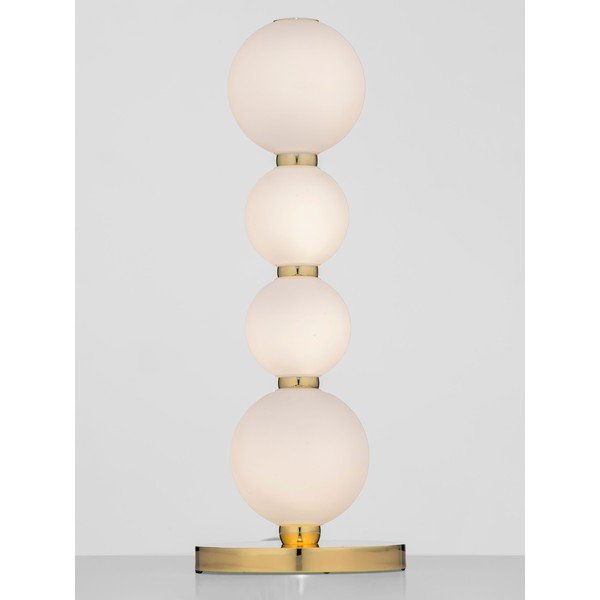 Baltos spalvos/auksinės spalvos iš metalo stalinis šviestuvas LED (aukštis 31 cm) su stiklo gaubtu Perla – Nova Luce-image-3