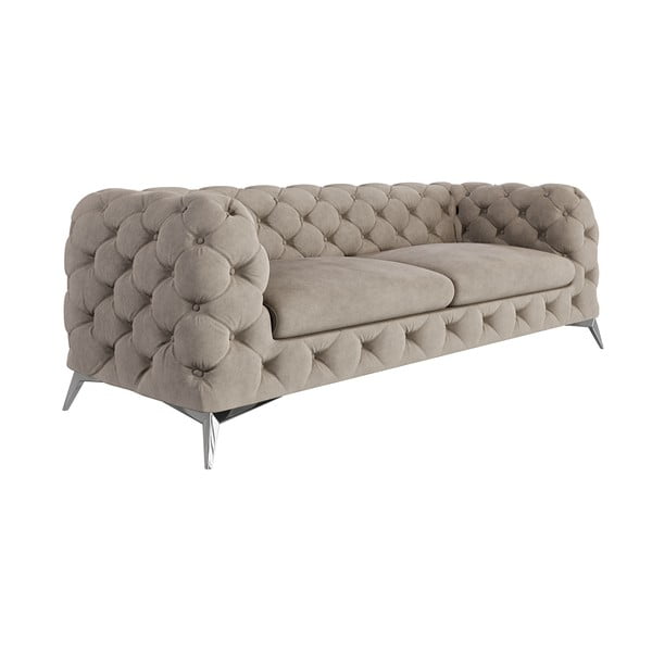 Pilkai smėlinės spalvos iš velveto sofa 225 cm Chelsea – Ropez-image-2