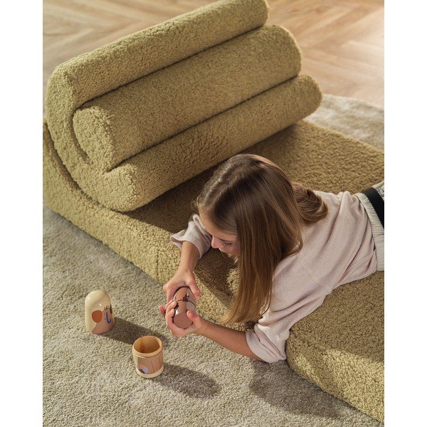 Žalios spalvos iš boucle vaikiškas krėslas Flipster – Wigiwama-image-3