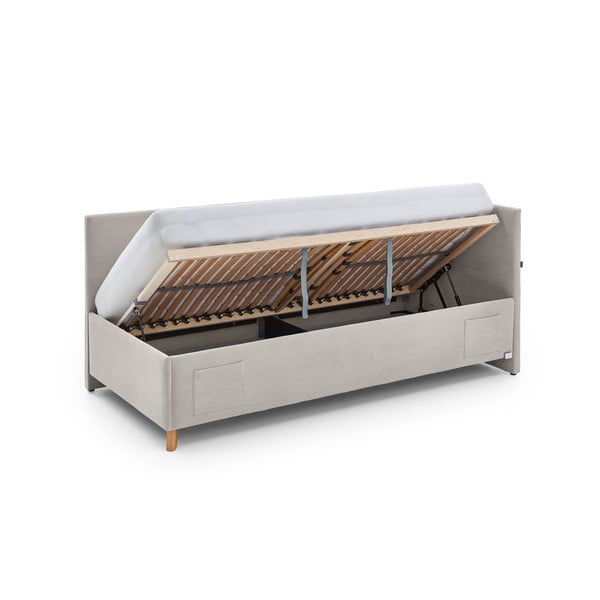 Smėlio spalvos kampinė iš audinio vaikiška lova su sandėliavimo vieta su lovos grotelėmis 140x200 cm Cool – Meise Möbel-image-3