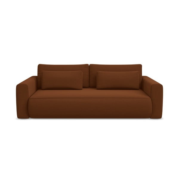 Terakotos spalvos iš velveto sulankstoma/su sandėliavimo vieta sofa 238 cm Kapua – Makamii