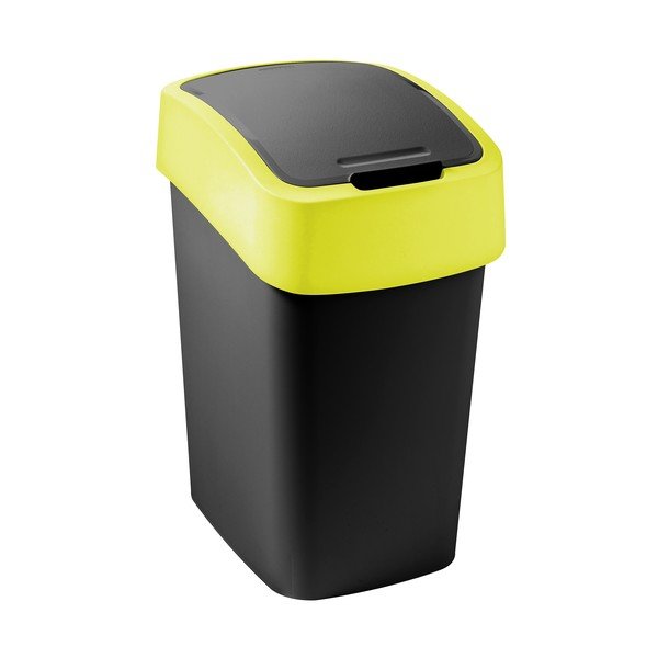 Geltonos spalvos/juodos spalvos iš plastiko šiukšliadėžė rūšiavimui 9 l Flip Bin – Curver