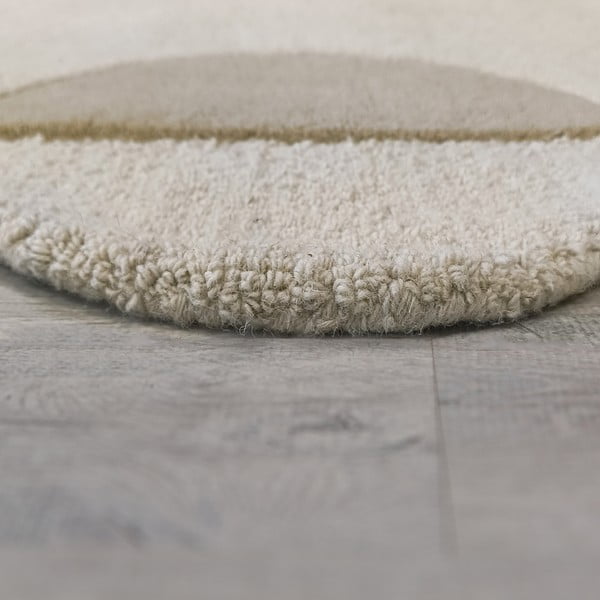 Rankų darbo pilkai smėlinės spalvos iš vilnos kilimas 80x230 cm Mia Scallop Frame – Flair Rugs-image-4