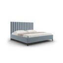 Dvigulė lova šviesiai mėlynos spalvos audiniu dengta su sandėliavimo vieta su lovos grotelėmis 140x200 cm Casey – Mazzini Beds