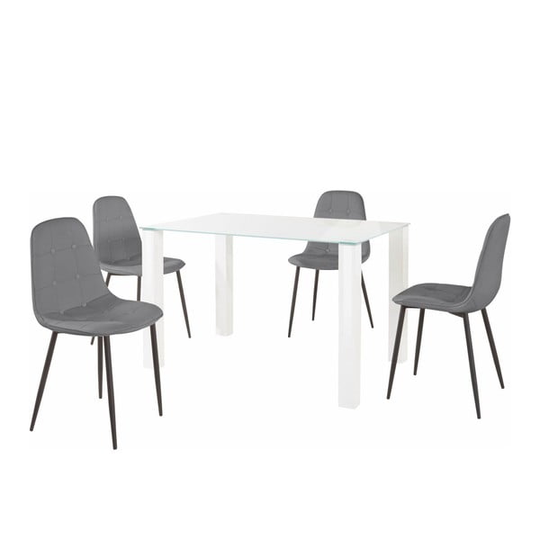 Valgomojo stalo ir 4 pilkų kėdžių komplektas "Støraa Dante", stalo ilgis 120 cm
