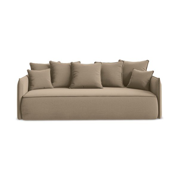 Šviesiai rudos spalvos iš velveto sulankstoma/su sandėliavimo vieta sofa 225 cm Hula – Makamii
