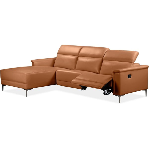 Iš dirbtinės odos kampinė sofa rudos spalvos (su kairiuoju kampu) Lund – Støraa-image-1