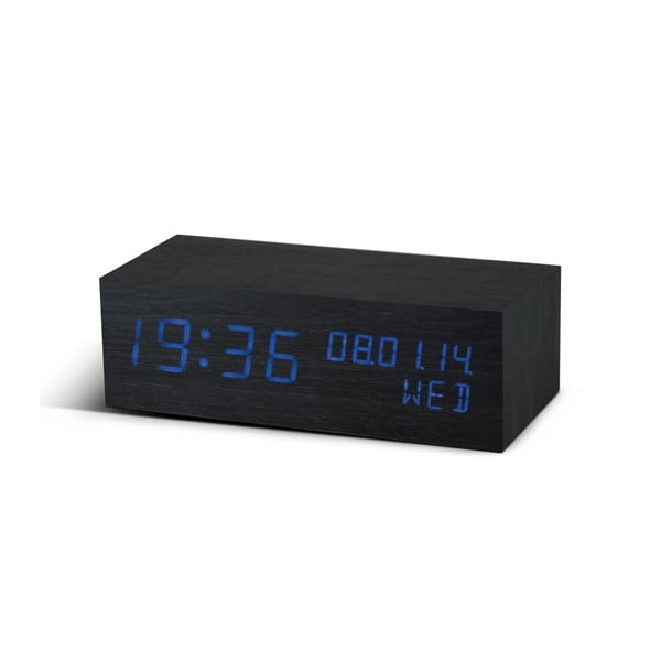 Mėlynas LED žadintuvas Kvadratinis paspaudžiamas laikrodis, juodas