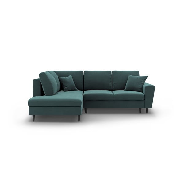 Smaragdinės spalvos iš velveto sulankstoma/su sandėliavimo vieta kampinė sofa (su kairiuoju kampu/„L“ formos) Kyoto – Cosmopolitan Design