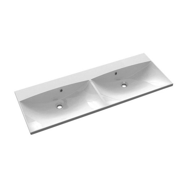 Iš mineralinio kompozito dviguba kriauklė baltos spalvos 120x46 cm Maria – Sapho