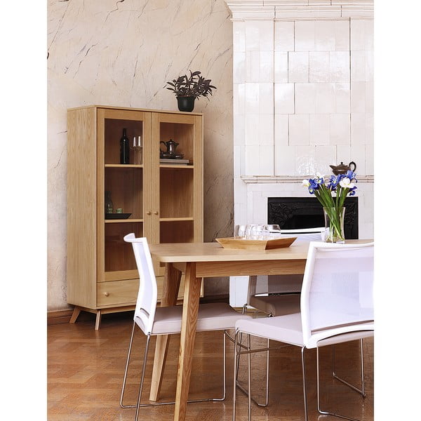 Vitrina natūralios spalvos iš ąžuolo 100x170 cm Kensal – Woodman-image-1
